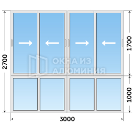 Заказное алюминиевое окно в пол AL-461